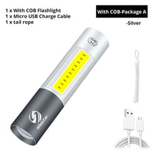 Last inn bildet i Galleri-visningsprogrammet, USB Rechargable Mini LED Flashlight 3 Lighting Mode Waterproof Torch Telescopic Zoom Stylish Portable Suit for Night Lighting