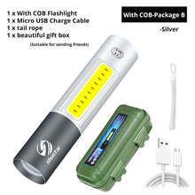 Last inn bildet i Galleri-visningsprogrammet, USB Rechargable Mini LED Flashlight 3 Lighting Mode Waterproof Torch Telescopic Zoom Stylish Portable Suit for Night Lighting
