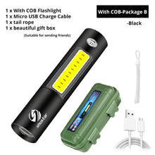 Last inn bildet i Galleri-visningsprogrammet, USB Rechargable Mini LED Flashlight 3 Lighting Mode Waterproof Torch Telescopic Zoom Stylish Portable Suit for Night Lighting