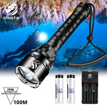 Last inn bildet i Galleri-visningsprogrammet, IP68 Powerful Diving Flashlight Highest Waterproof Professional diving light With anti-skid Rope Use 5 x super bright lamp beads