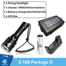 Last inn bildet i Galleri-visningsprogrammet, IP68 Powerful Diving Flashlight Highest Waterproof Professional diving light With anti-skid Rope Use 5 x super bright lamp beads