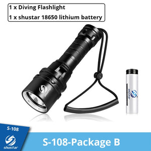 IP68 Powerful Diving Flashlight Highest Waterproof Professional diving light With anti-skid Rope Use 5 x super bright lamp beads