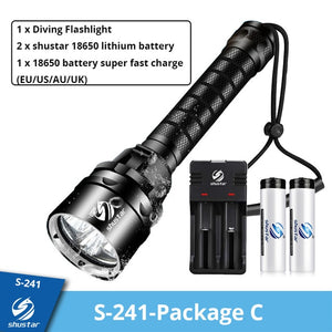 IP68 Powerful Diving Flashlight Highest Waterproof Professional diving light With anti-skid Rope Use 5 x super bright lamp beads